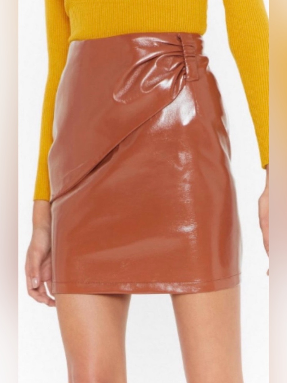 Nasty Gal Faux Patent Leather Nude Mini Skirt 10/M NWT
